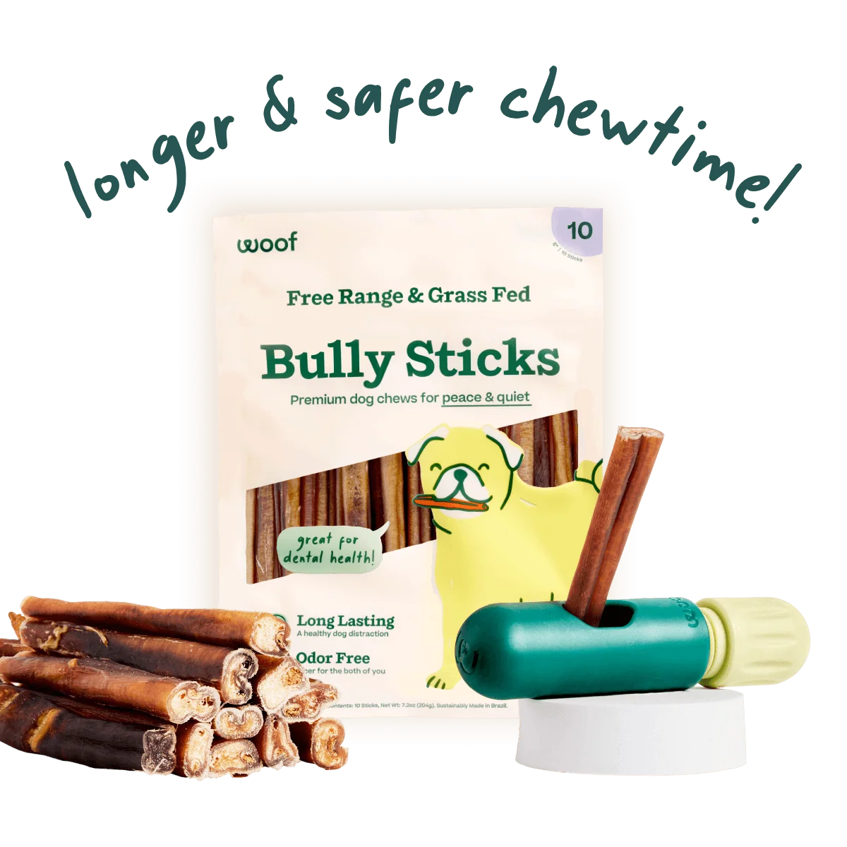 The BullySafe Better Pack: Chew Holder with 10 Bully Sticks