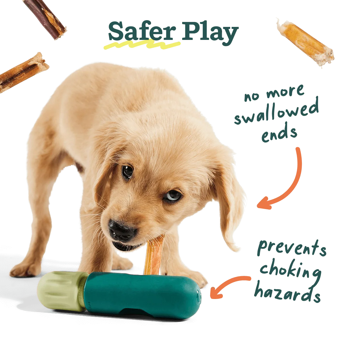 The BullySafe Better Pack：附 10 支 Bully Stick 的啃咬玩具固定座