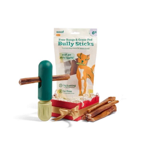 The BullySafe Starter Pack Chew Holder with 5 Bully Sticks